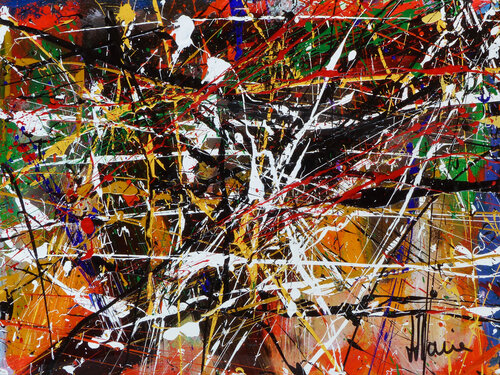 Création abstraite A133 avec cadre au choix (noir ou bois clair) by Jean-Jacques Marie, Painting for Sale on Select