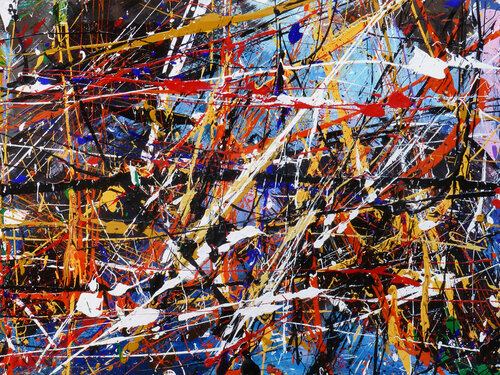 Création abstraite A132 avec cadre au choix (noir ou bois clair) by Jean-Jacques Marie, Painting for Sale on Select