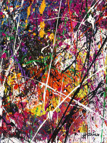 Création abstraite A232 avec cadre au choix (noir ou bois clair) by Jean-Jacques Marie, Painting for Sale on Select