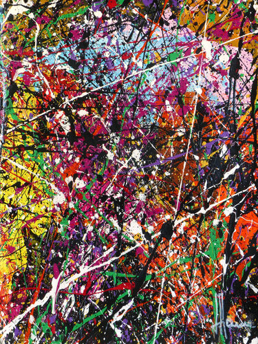 Création abstraite A231 avec cadre au choix (noir ou bois clair) by Jean-Jacques Marie, Painting for Sale on Select