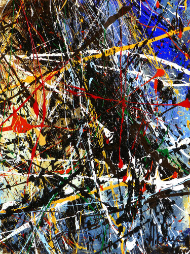 Création abstraite A145 avec cadre au choix (noir ou bois clair) by Jean-Jacques Marie, Painting for Sale on Select