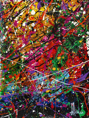 Création abstraite A229 avec cadre au choix (noir ou bois clair) by Jean-Jacques Marie, Painting for Sale on Select
