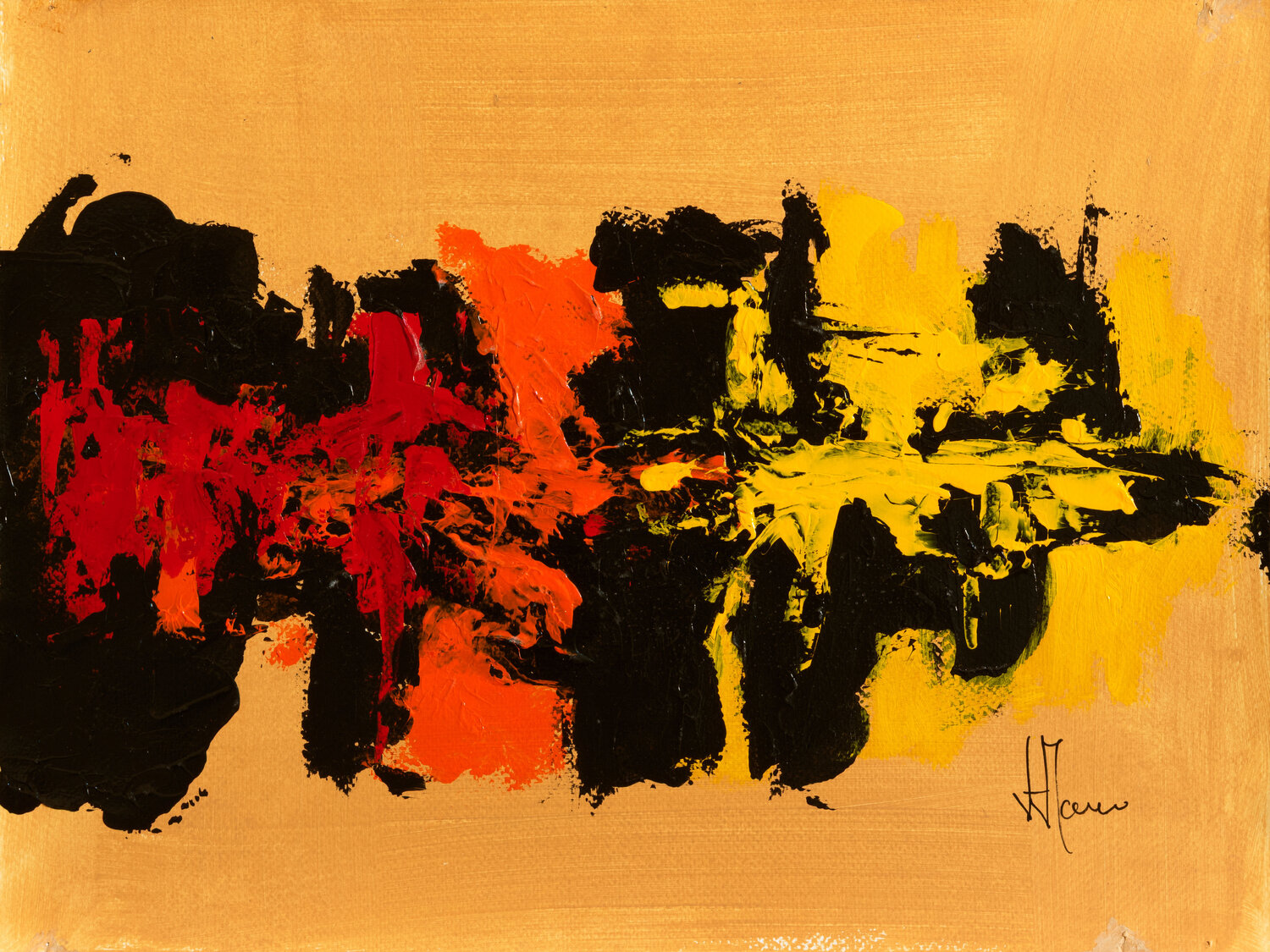 Création abstraite série Humeurs H337 avec cadre au choix (noir ou bois clair) Jean-Jacques Marie Original painting for sale