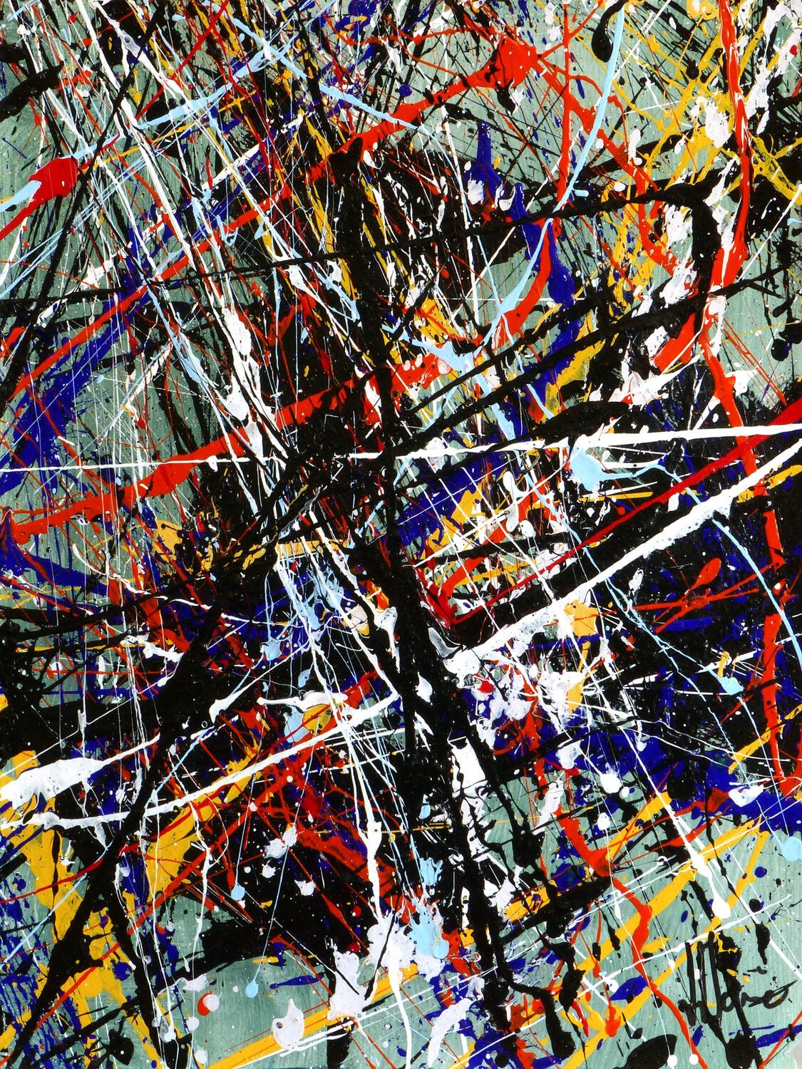 Création abstraite A151 avec cadre au choix (noir ou bois clair) Jean-Jacques Marie Original painting for sale