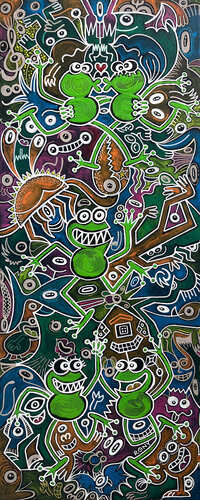 Doodle Frogs Fiesta by Ronald Reichmann, Painting for Sale on Select