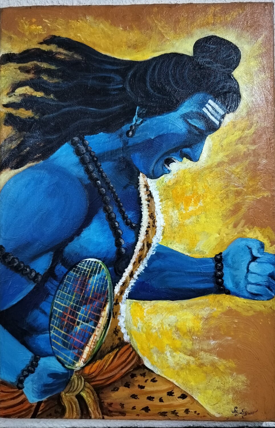 Batminton shiva Srividhyaa Ravi Original painting for sale