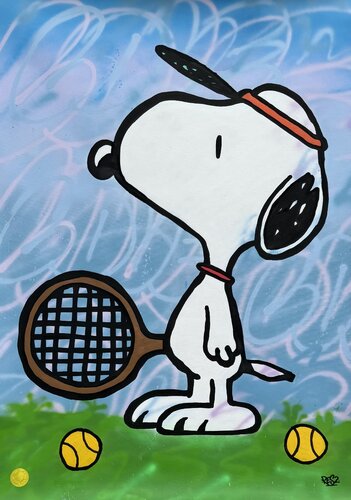 Snoopy plays tennis by Alessandro Chindamo, Painting for Sale on Select