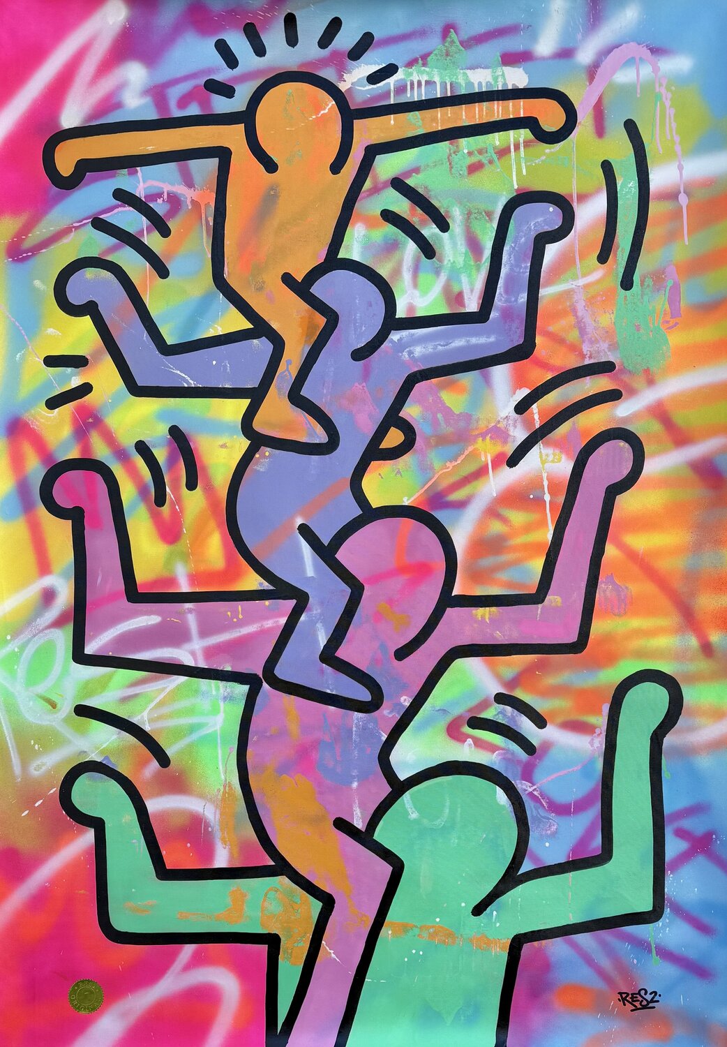 Art and Feel / Res2 vs Keith Haring Alessandro Chindamo Original painting for sale