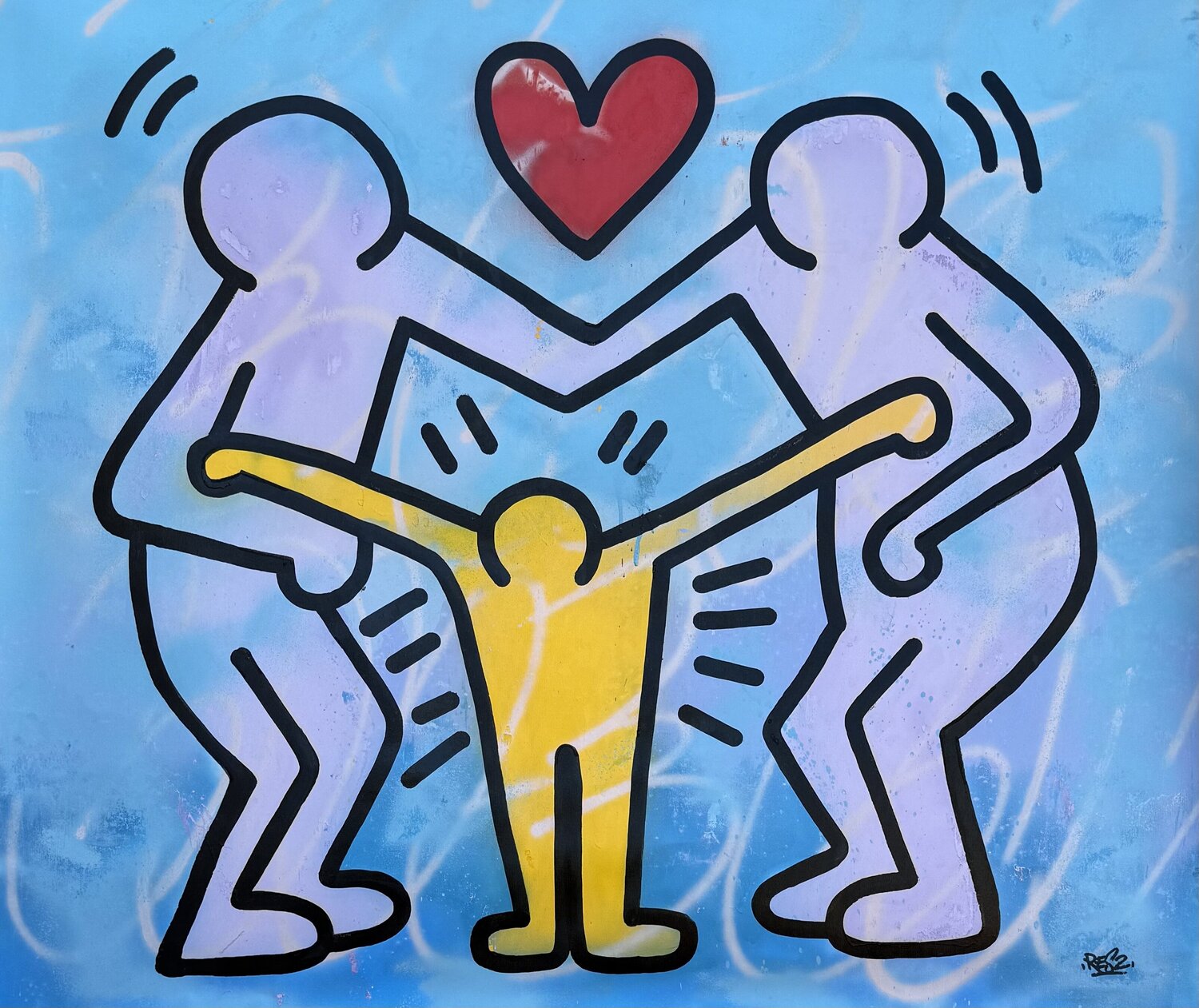 Family / Res2 x Keith Haring Alessandro Chindamo Original painting for sale