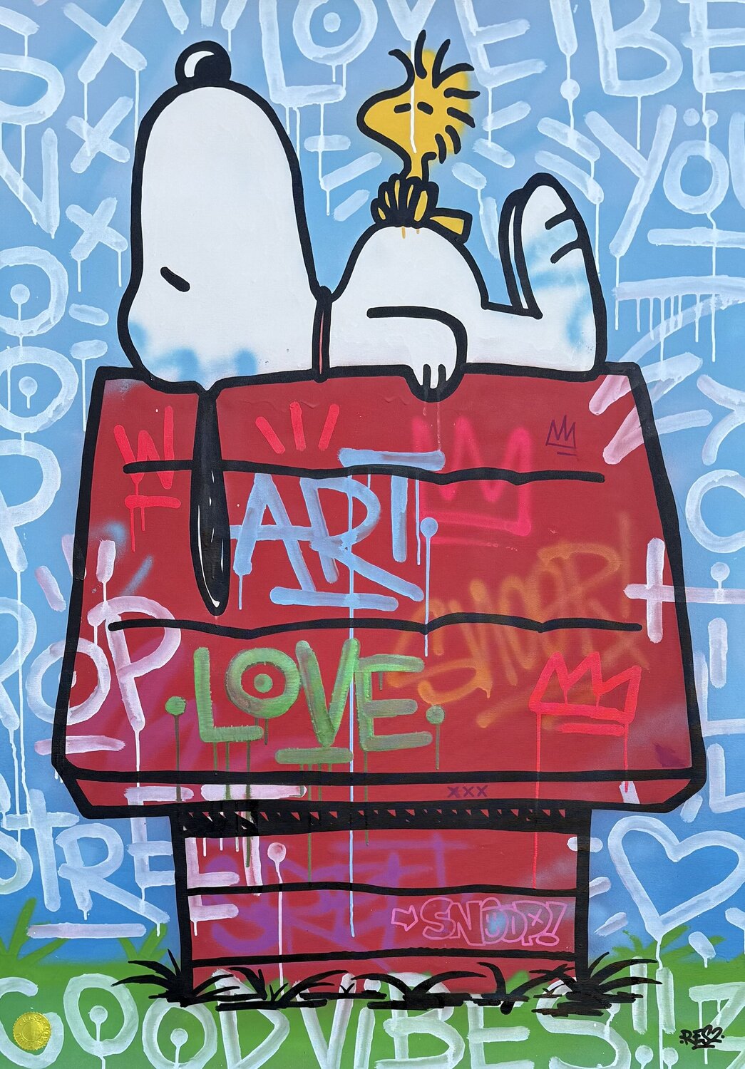 Snoopy and Woodstock Alessandro Chindamo Originalgemälde zu verkaufen