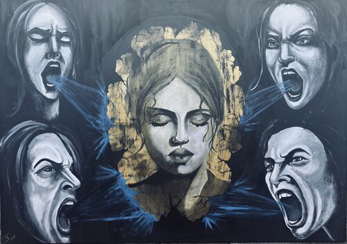 Verbal Violence by Beáta Fekete-Vincze, Painting for Sale on Select
