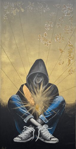 The Gold of Inner Radiance by Beáta Fekete-Vincze, Painting for Sale on Select