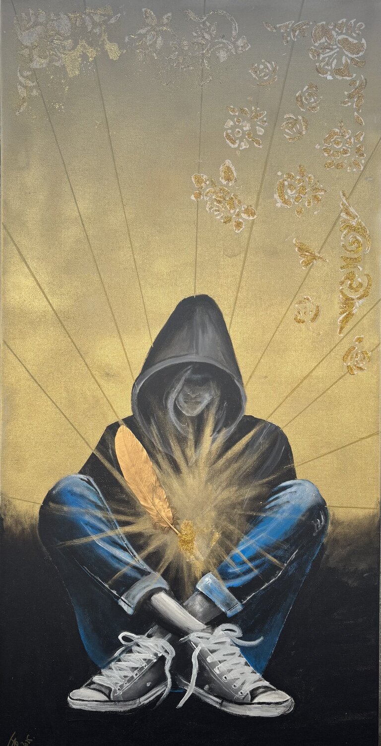 The Gold of Inner Radiance Beáta Fekete-Vincze Original painting for sale