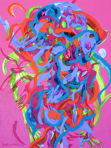 Pink flower Dance by Josephine Window, Painting for Sale on Select