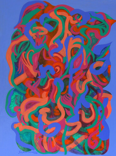Blue Flower Dance by Josephine Window, Painting for Sale on Select