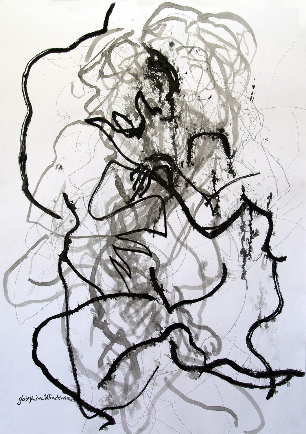 Ink Brush Drawing 16 Josephine Window Drawing for sale