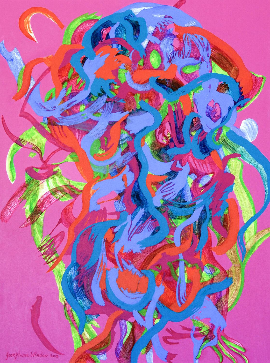 Pink flower Dance Josephine Window Original painting for sale