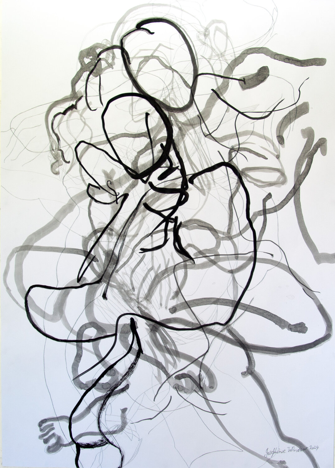 Ink Brush Drawing 17 Josephine Window Drawing for sale