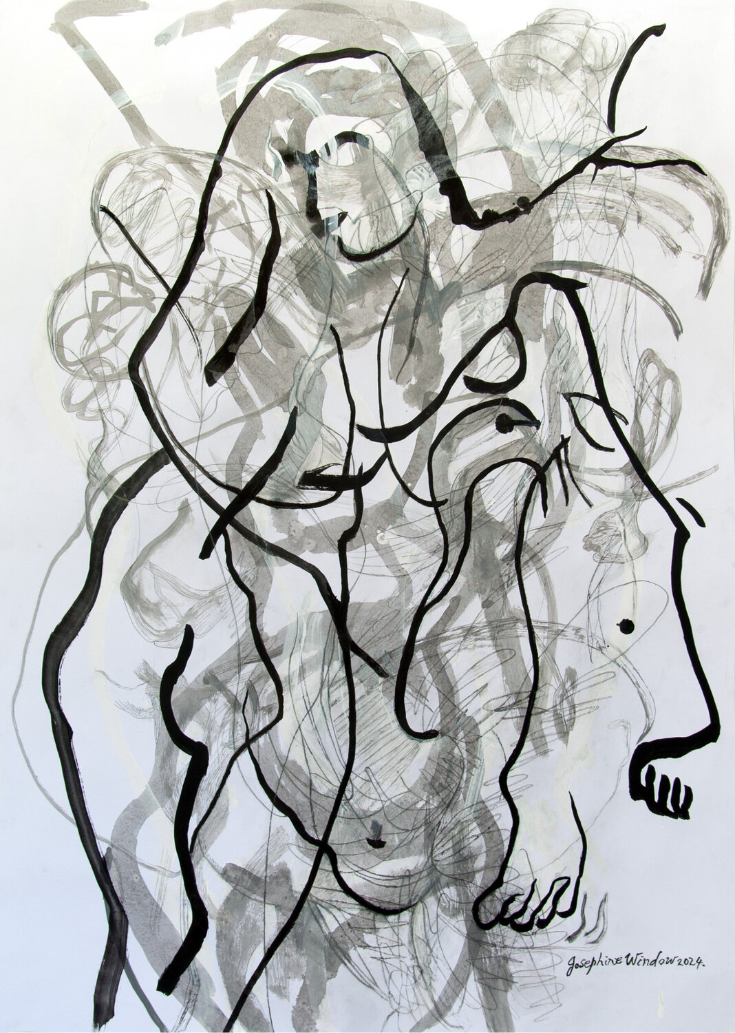 Ink Brush Drawing 13 Josephine Window Drawing for sale