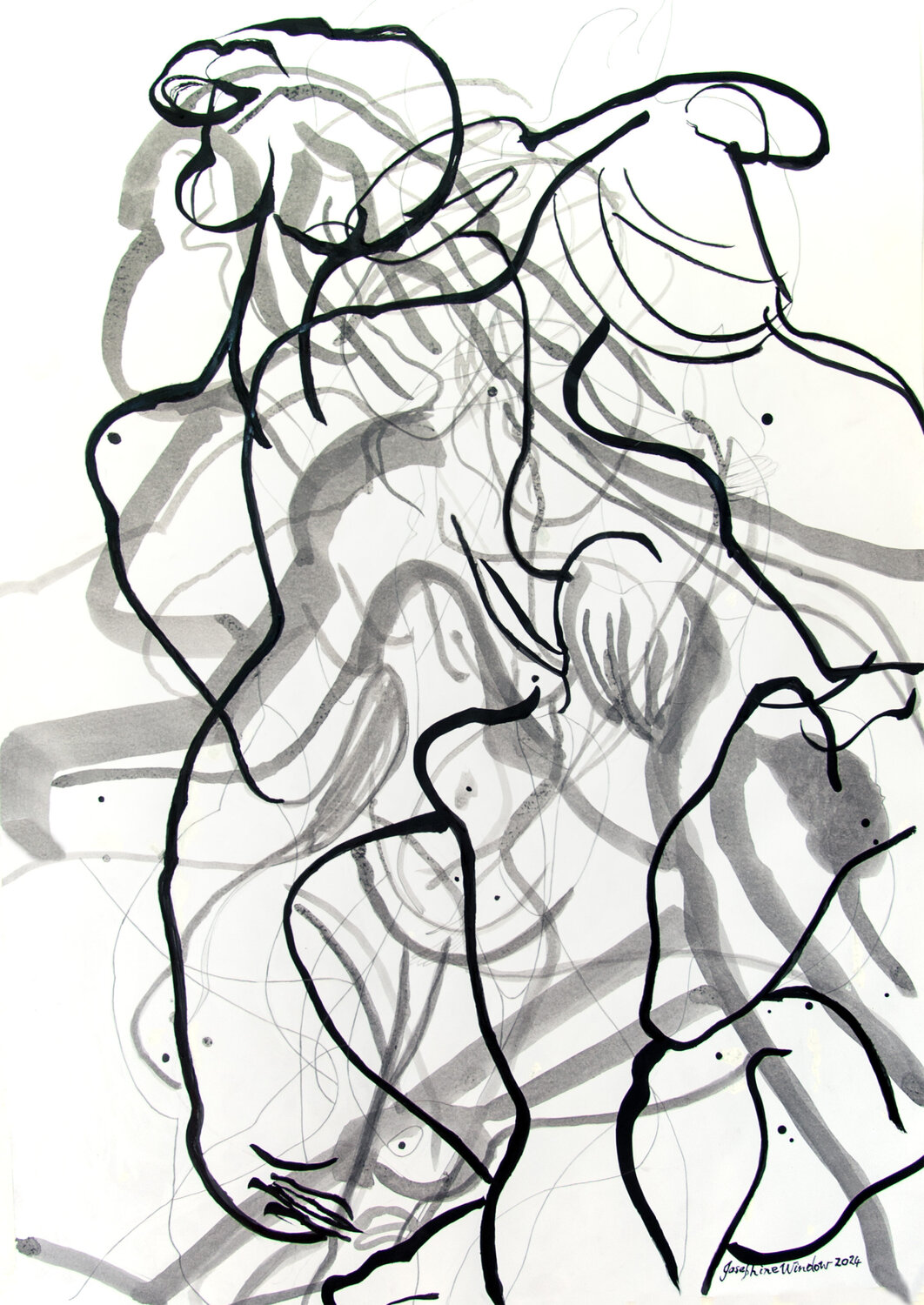 Ink Brush Drawing 12 Josephine Window Drawing for sale