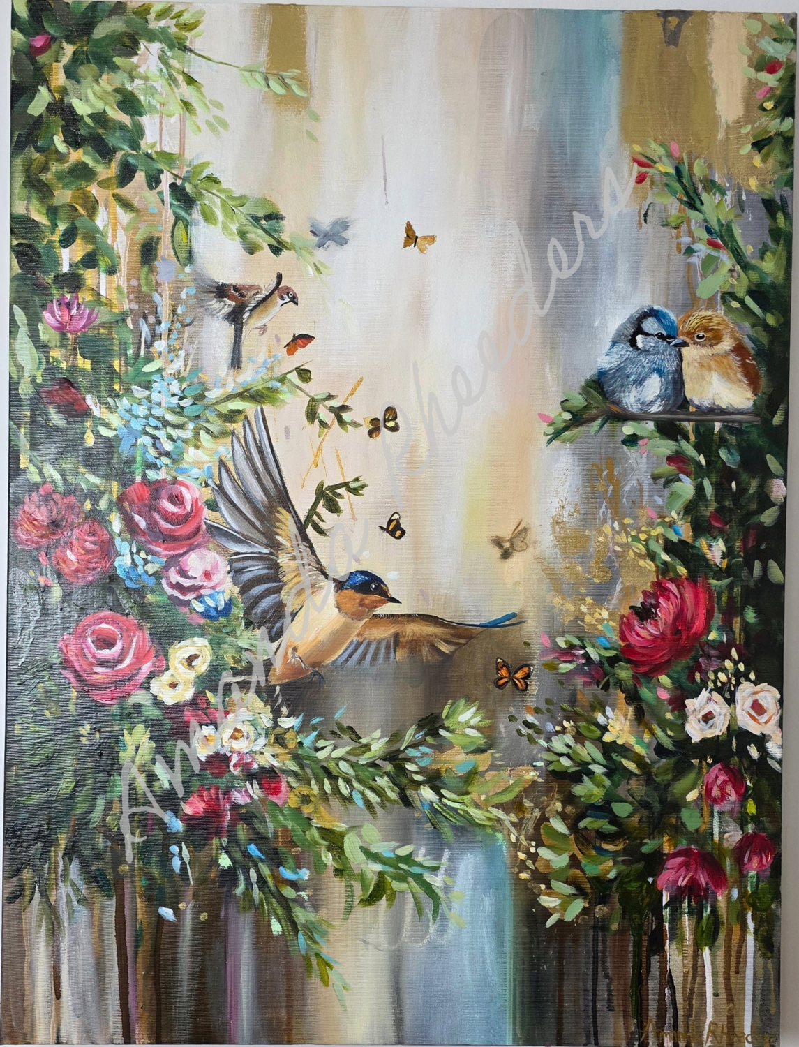 "Two Hearts 1" Amanda Rheeders Original painting for sale