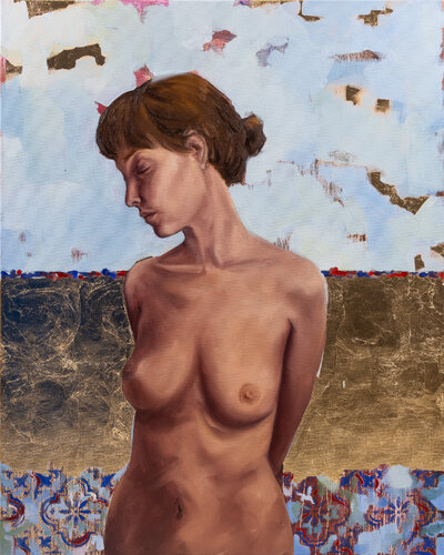 Melancholy in Lisbon - Contemporary Female Figure Painting von Kateryna Panko, Malerei kaufen auf Select