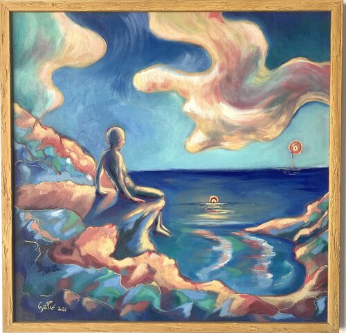 Contemplazione sul mare by Gabriele Pietrantuono, Painting for Sale on Select