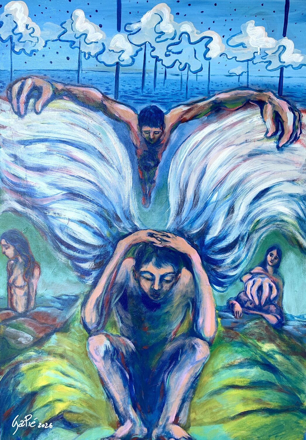 Prova a volare Gabriele Pietrantuono Original painting for sale