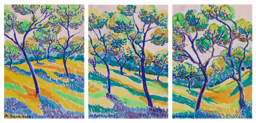 Spring orchard Tryptich by Maja Grecic, Drawing for Sale on Select