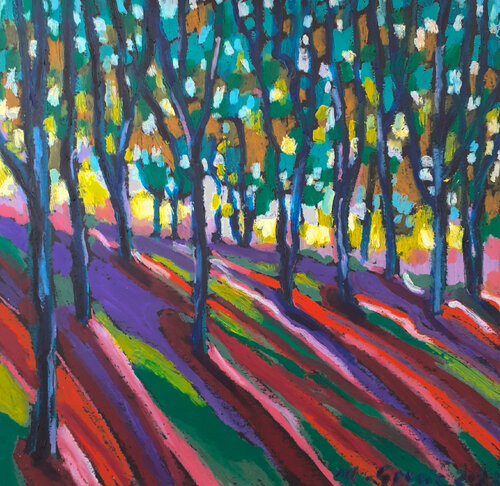 Colorful forest shadows by Maja Grecic, Drawing for Sale on Select