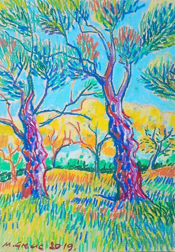 Sunny day in orchard by Maja Grecic, Drawing for Sale on Select