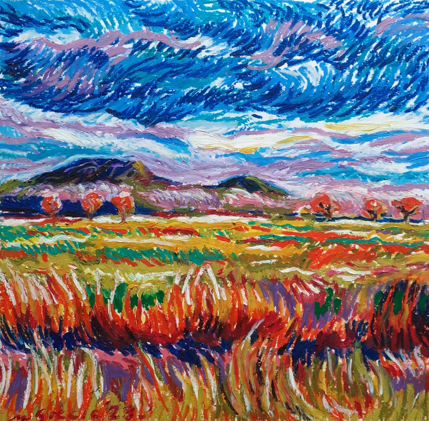 Desert sky with fiery grass Maja Grecic Drawing for sale