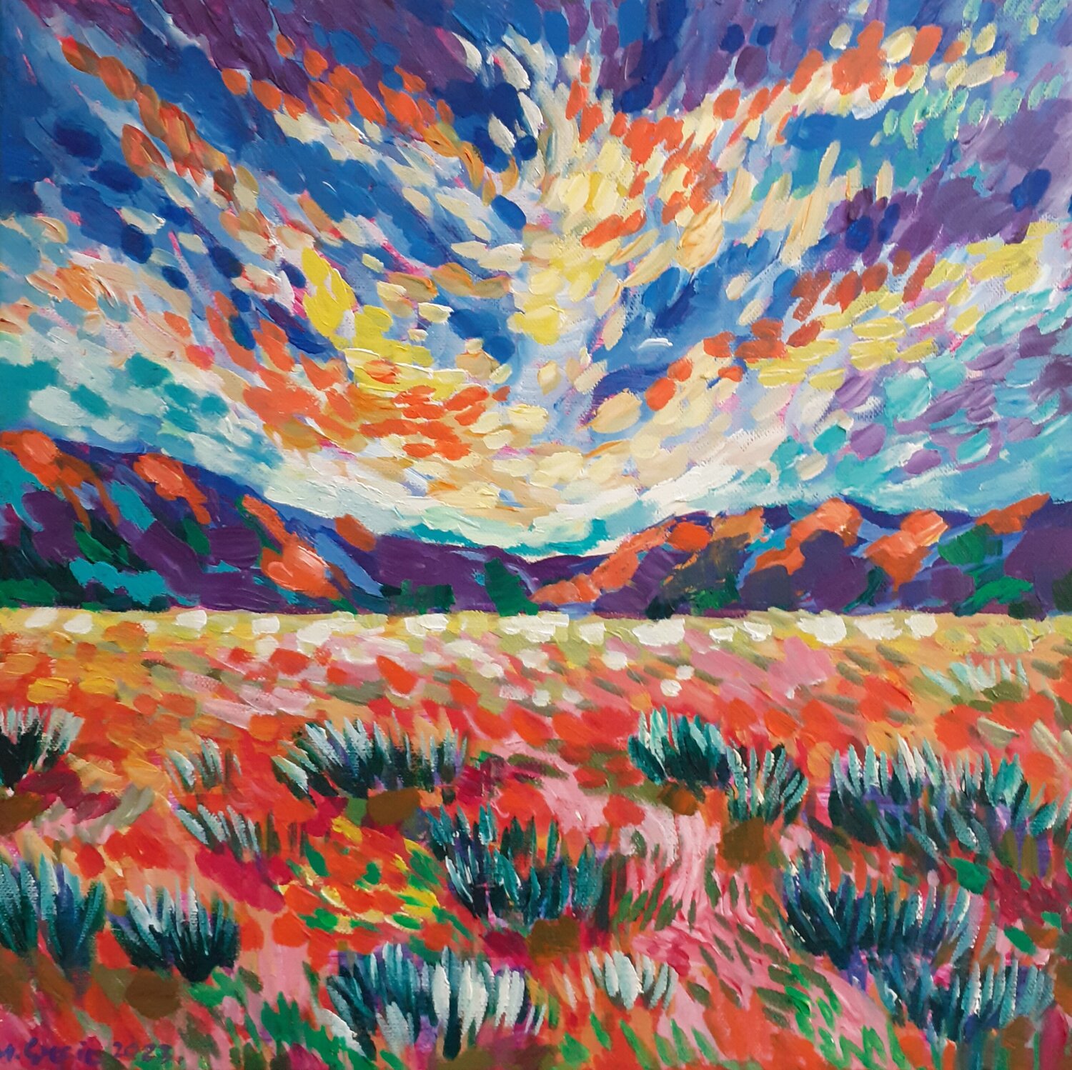 Desert sunset Maja Grecic Original painting for sale