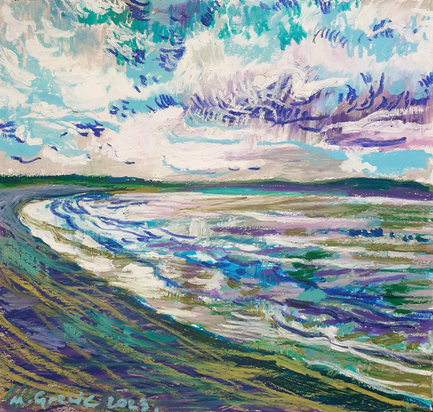 High tide in Machynys Maja Grecic Drawing for sale