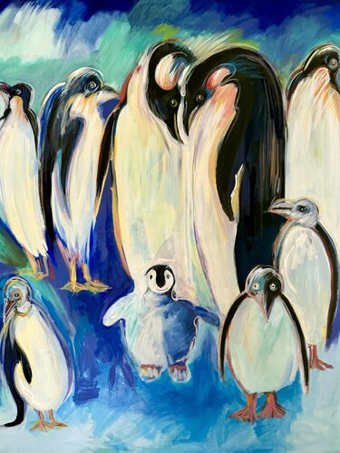 Pinguinfamilie by Eva Demuth, Painting for Sale on Select