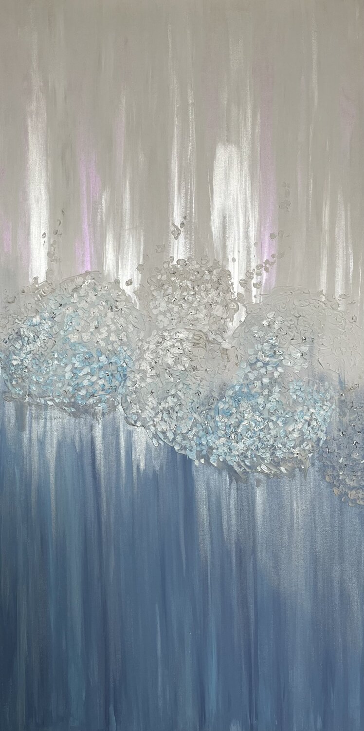 Frosted hydrangeas Margo Kirago Original painting for sale