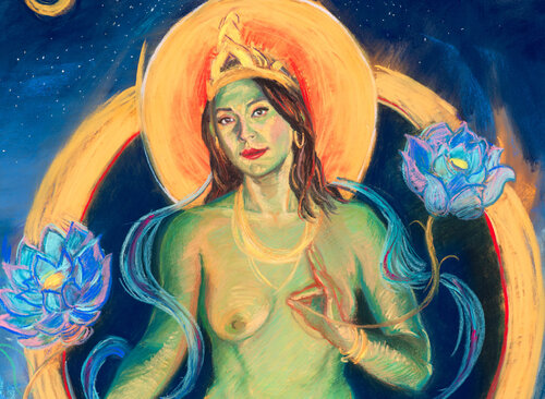 Green Tara by Wesley Cabral, Painting for Sale on Select