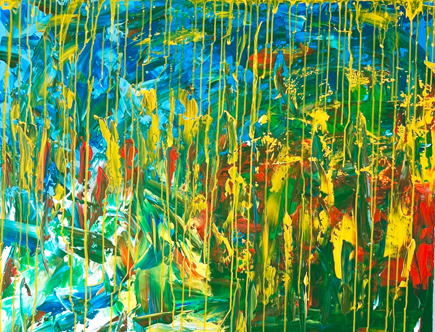 LES  PETALES  DORES Maryse BLANC Original painting for sale