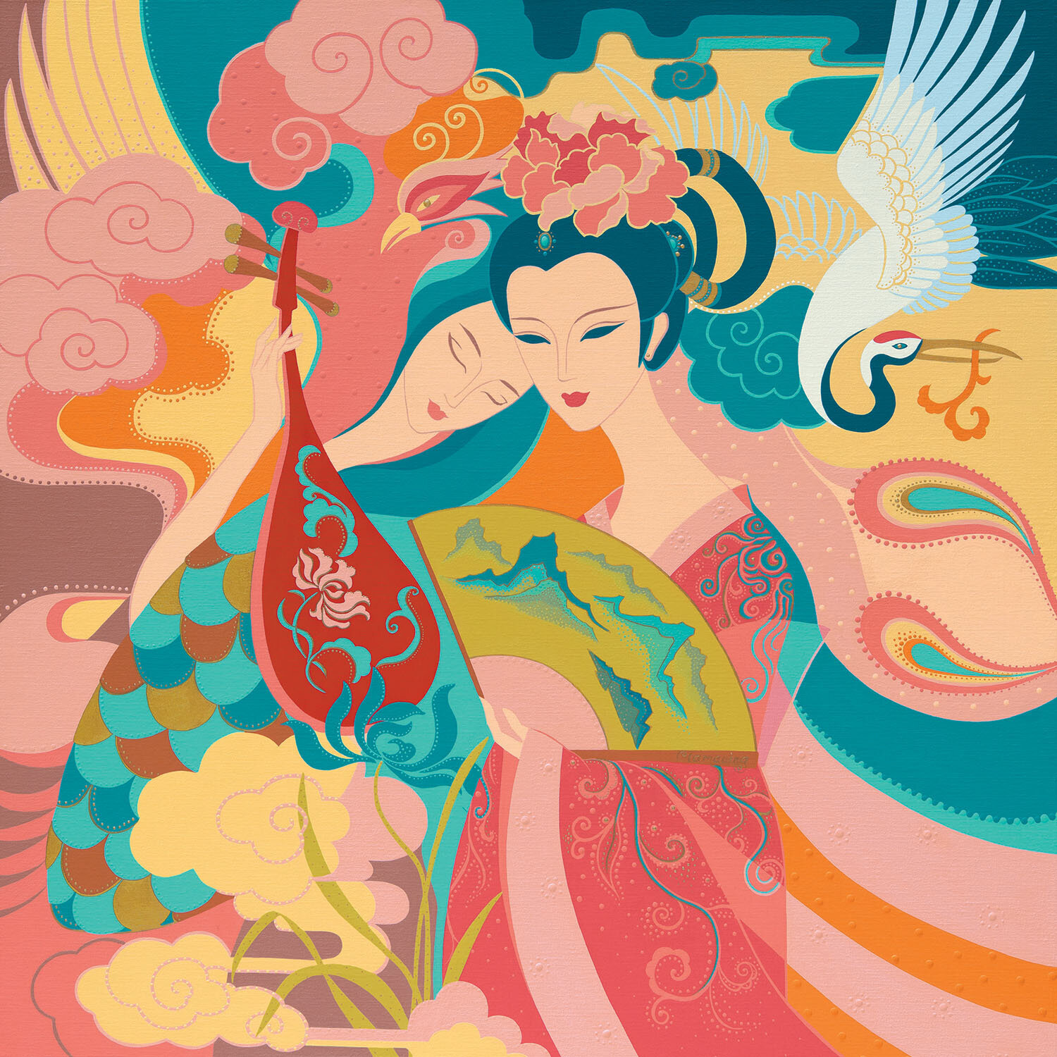 Girlfriends Dejo Toyist Original painting for sale