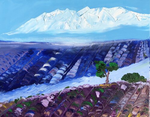 Alpilles et champs de lavandes by Francoise LAVENU, Painting for Sale on Select