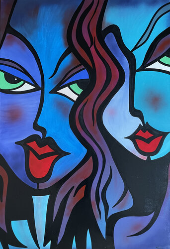 BLUE LADIES by Uli Fischer, Painting for Sale on Select