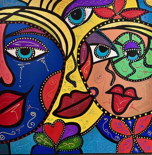 CURIOUS FACES by Uli Fischer, Painting for Sale on Select