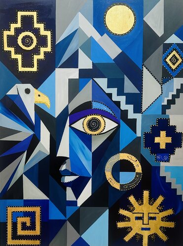 AZTEKENGOLD by Uli Fischer, Painting for Sale on Select