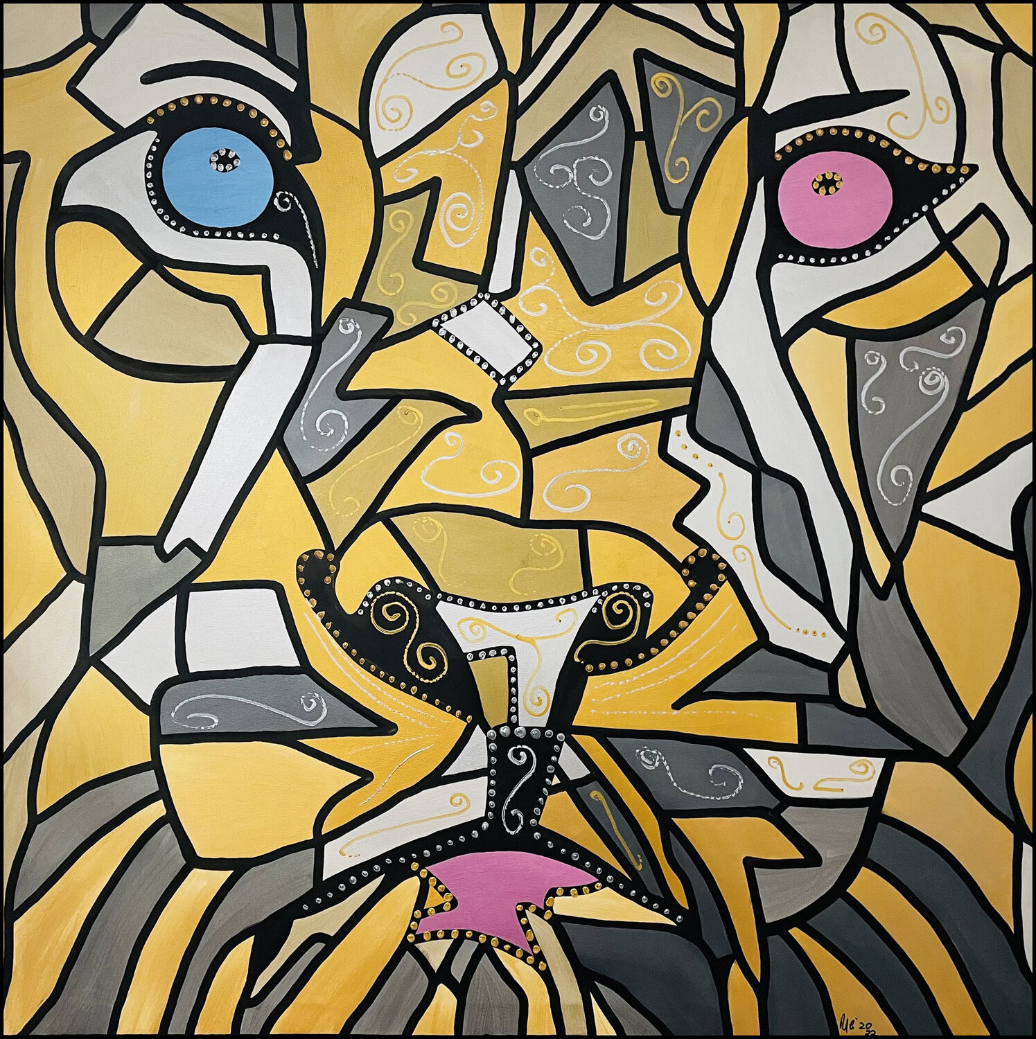 GOLDEN LION Uli Fischer Original painting for sale