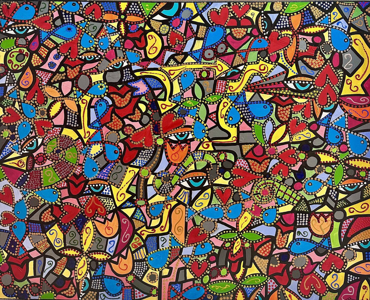 Cubist Carnival Uli Fischer Original painting for sale