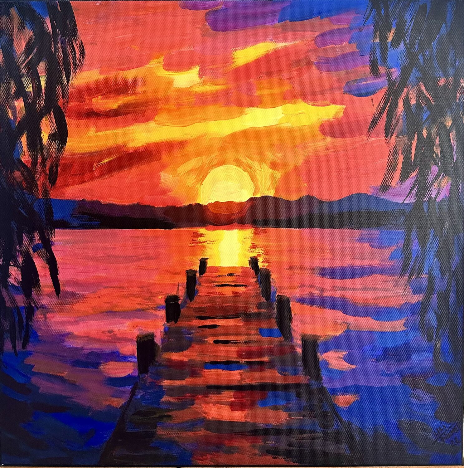LAGO IN FLAMMEN Uli Fischer Original painting for sale