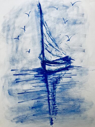 Echos Marins - Mémoire d'Azur by Sylvie Pulur, Drawing for Sale on Select