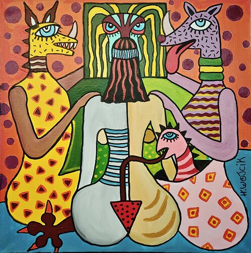 Belle et bêtes by Henri Wojcik, Painting for Sale on Select