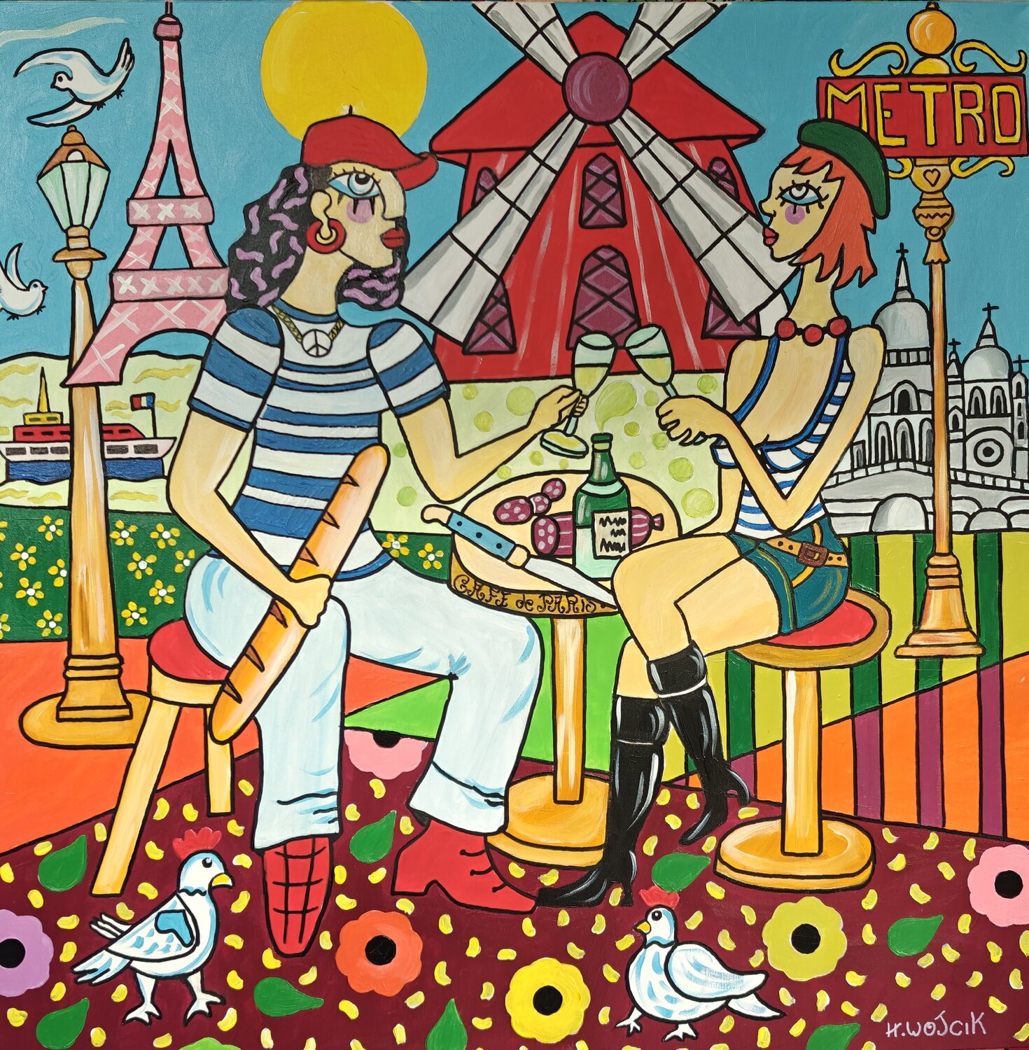Life in Paris Henri Wojcik Original painting for sale