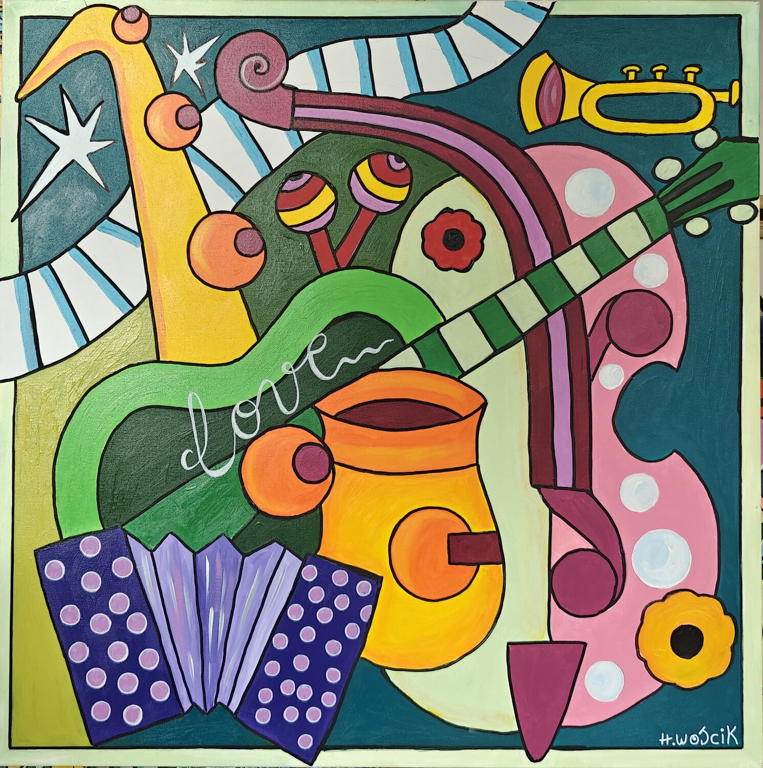 Matos Latinos Henri Wojcik Original painting for sale